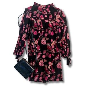 Olivia James the Label Vintage Bird Print Mini Dress XS EUC #coastalboho